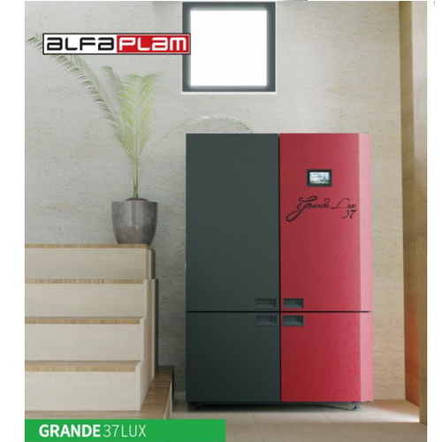 Centrala termica pe peleti ALFA PLAM GRANDE LUX R-C 37 kW cu sistem automat de AUTOCURATARE